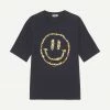 Ganni Floral Smiley O-Neck Mid Sleeve T-Shirt In Phantom Womens