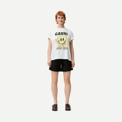 Ganni Light Jersey Sun Love Print Relaxed T-Shirt - Bright White Tee & Tanks