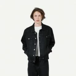 Thrills Mens Oversized Wanderer Denim Jacket Black Rinse