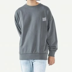 Mens Thrills Embro Unlimited Slouch Fit Crew Black