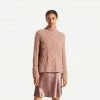 Vince Womens Mirrored Cable Turtleneck Rose