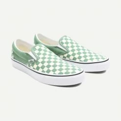 Vans Classic Slip-on Checkerboards Shale Green Mens 9 Vans Classic Slip-on Checkerboards Shale Green Mens
