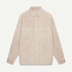 Wax London Mens Whiting Overshirt Jumbo Corduroy - Stone