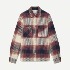 Wax London Whiting Overshirt Ombre Check - Rust Mens