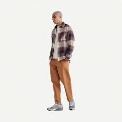 Wax London Whiting Overshirt Ombre Check - Rust Mens