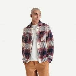 Wax London Whiting Overshirt Ombre Check - Rust Mens