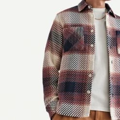 Wax London Whiting Overshirt Ombre Check - Rust Mens
