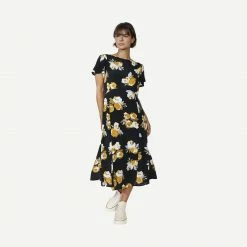 Rue Stiic Carter Split Dress In Marigold Floral