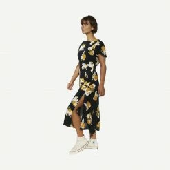 Rue Stiic Carter Split Dress In Marigold Floral