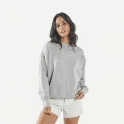 Womens Minimal Thrills Slouch Crew Gravel