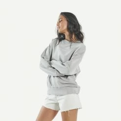 Womens Minimal Thrills Slouch Crew Gravel