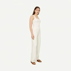 Vince Wide Leg Ribbed Pant - Off White Womens