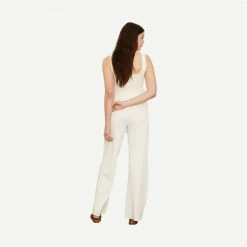 Vince Wide Leg Ribbed Pant - Off White Womens