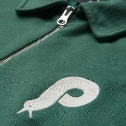 By Parra Mens Birdface Font P Half Zip Polo Sweatshirt - Green