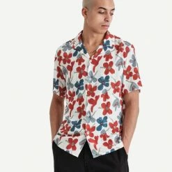 Wax London Didcot Shirt Bright Floral - Red/Blue Mens
