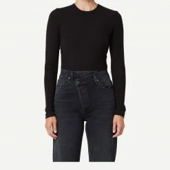 Agolde Womens Alma Shrunken Crew Neck - Black