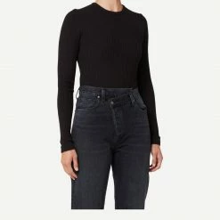 Agolde Womens Alma Shrunken Crew Neck - Black