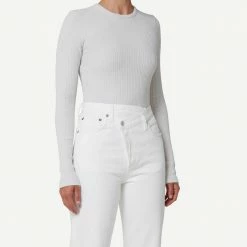 Agolde Womens Alma Shrunken Crew Neck - Powder