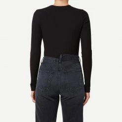 Agolde Womens Alma Shrunken Crew Neck - Black