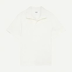 Wax London Mens Grande Polo Pique Cotton - Ecru